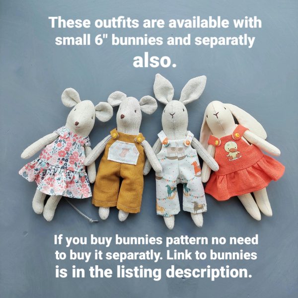 Dress and Jumpsuit for stuffed animal toy 6", pdf pattern and tutorial, mice clothes - Image 3