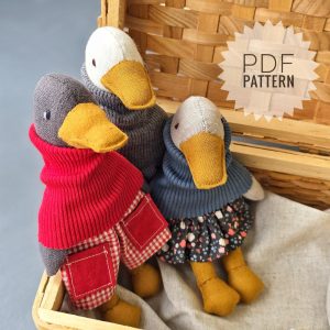 Goose pattern and tutorial, geese with clothes pattern, eco toy sewing pattern, stuffed animal pattern, easy pattern