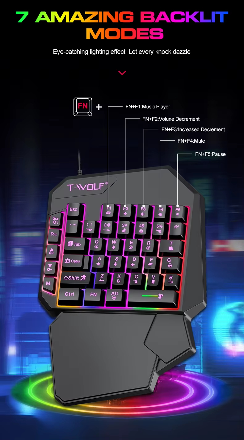 2025 New Product TWOLF TF900 Mechanical Gaming Wired Single Keyboard and Mouse with Converter for Phone Eat Chicken Game - Image 4