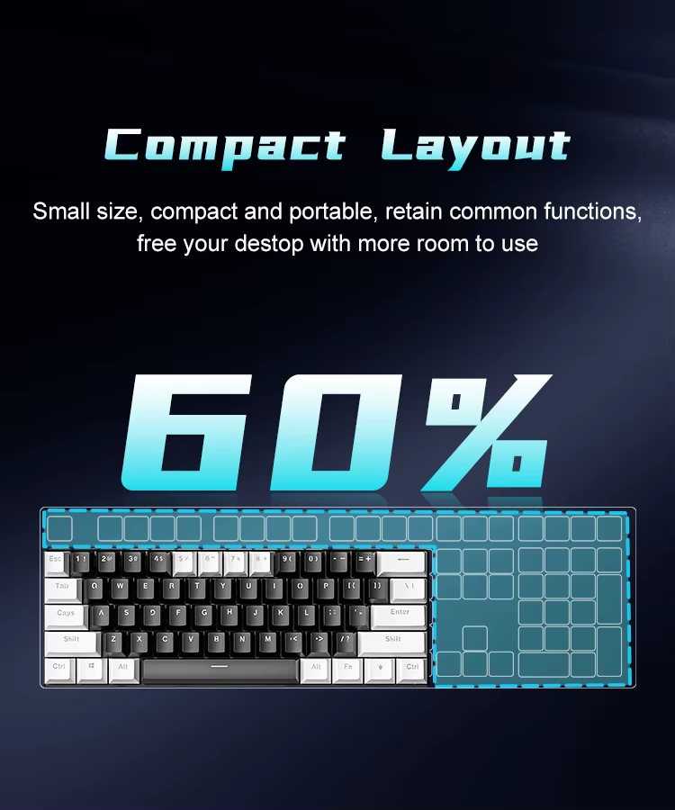 AMZ Hot Sale 60 Percent Mechanical Keyboard 60% Mini Portable Computer Compact Gamer Keyboard Blue Switch Gaming Keyboard BD61 - Image 15