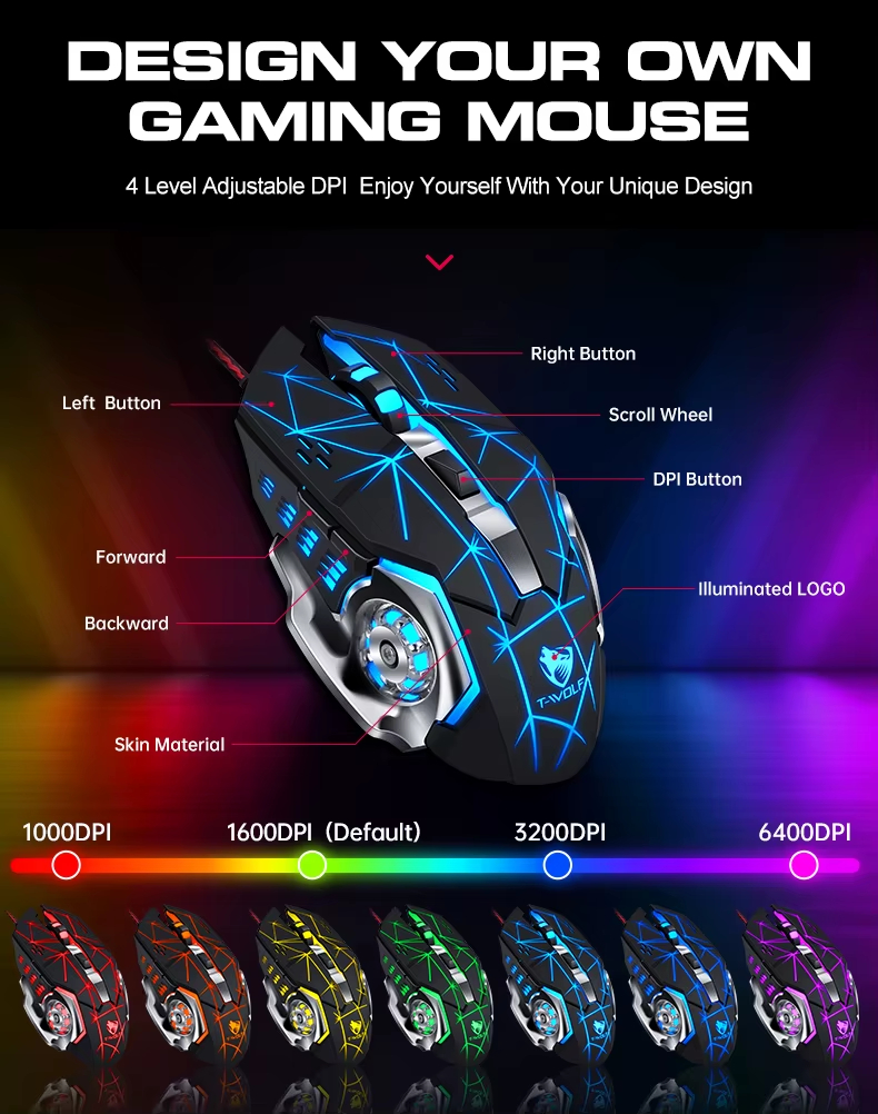 2025 New Product TWOLF TF900 Mechanical Gaming Wired Single Keyboard and Mouse with Converter for Phone Eat Chicken Game - Image 15