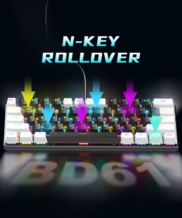 AMZ Hot Sale 60 Percent Mechanical Keyboard 60% Mini Portable Computer Compact Gamer Keyboard Blue Switch Gaming Keyboard BD61 - Image 8