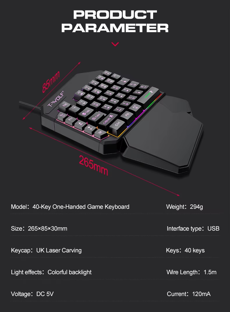 2025 New Product TWOLF TF900 Mechanical Gaming Wired Single Keyboard and Mouse with Converter for Phone Eat Chicken Game - Image 16