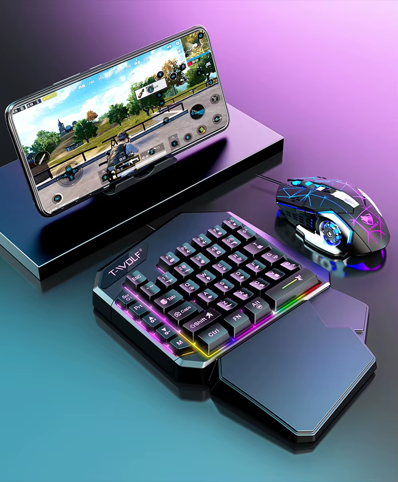 2025 New Product TWOLF TF900 Mechanical Gaming Wired Single Keyboard and Mouse with Converter for Phone Eat Chicken Game - Image 13