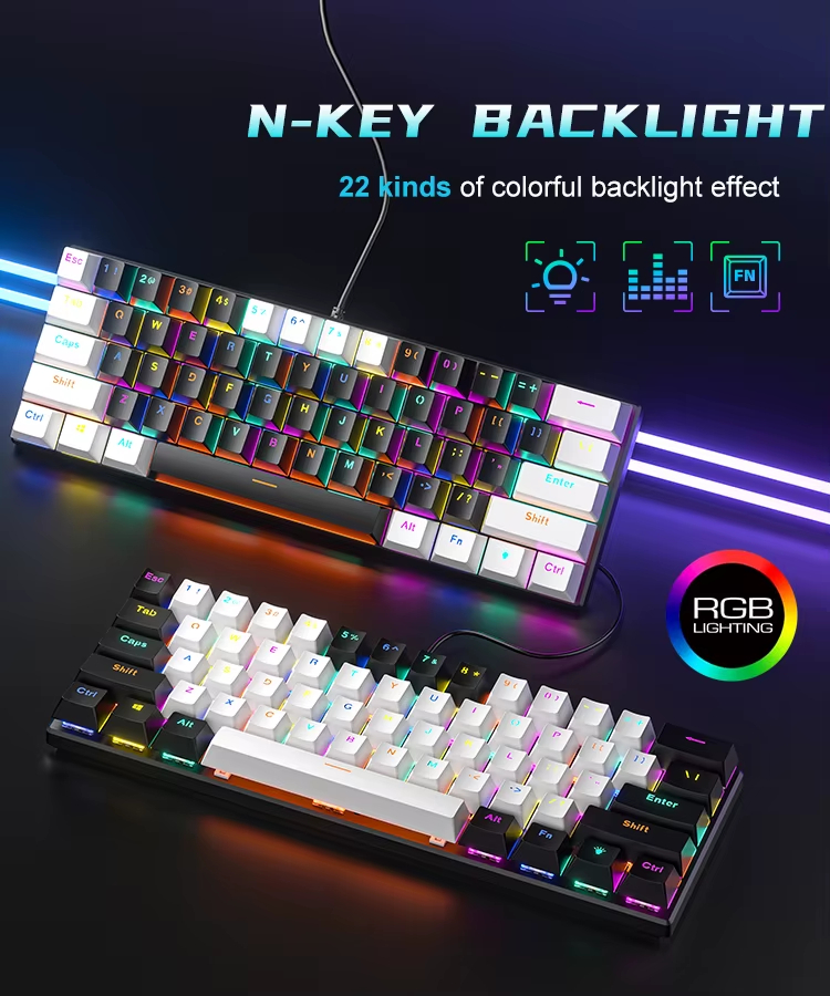 AMZ Hot Sale 60 Percent Mechanical Keyboard 60% Mini Portable Computer Compact Gamer Keyboard Blue Switch Gaming Keyboard BD61 - Image 21