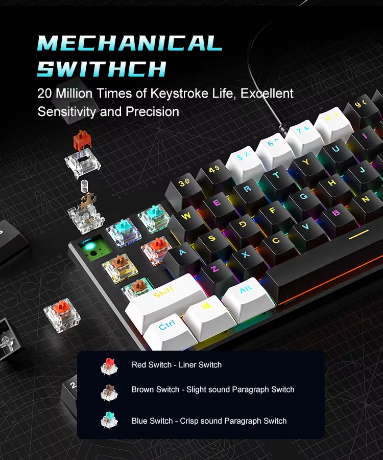 AMZ Hot Sale 60 Percent Mechanical Keyboard 60% Mini Portable Computer Compact Gamer Keyboard Blue Switch Gaming Keyboard BD61 - Image 10