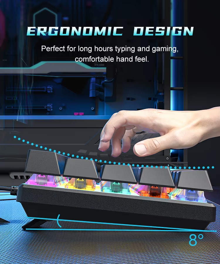 AMZ Hot Sale 60 Percent Mechanical Keyboard 60% Mini Portable Computer Compact Gamer Keyboard Blue Switch Gaming Keyboard BD61 - Image 6