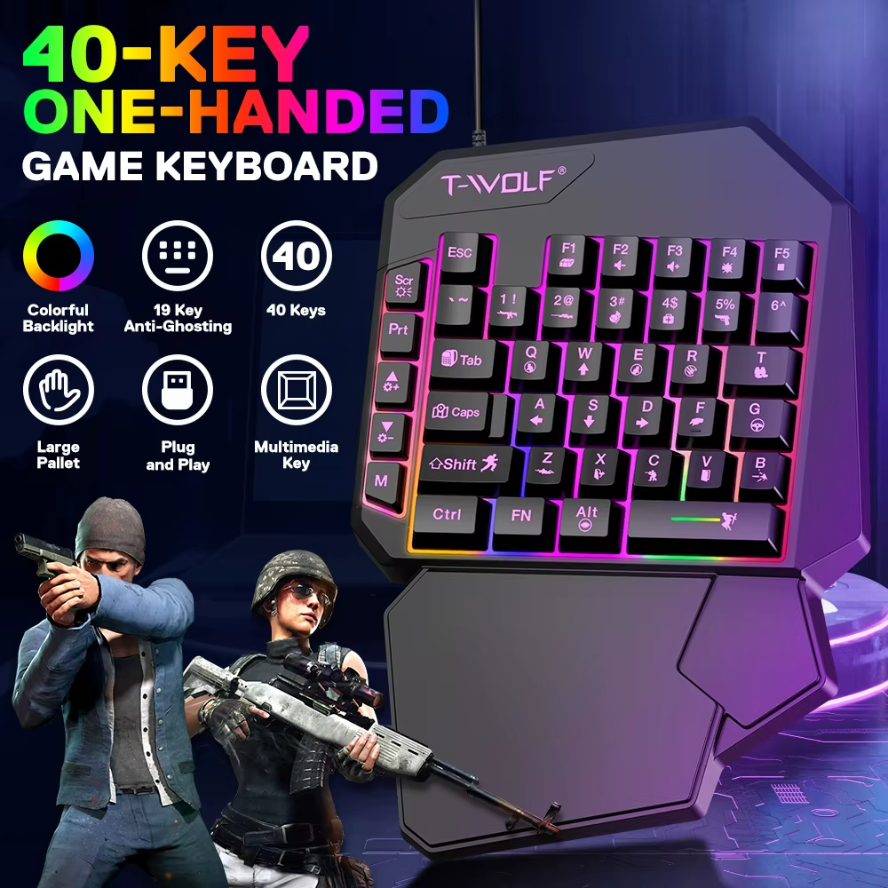 2025 New Product TWOLF TF900 Mechanical Gaming Wired Single Keyboard and Mouse with Converter for Phone Eat Chicken Game - Image 11